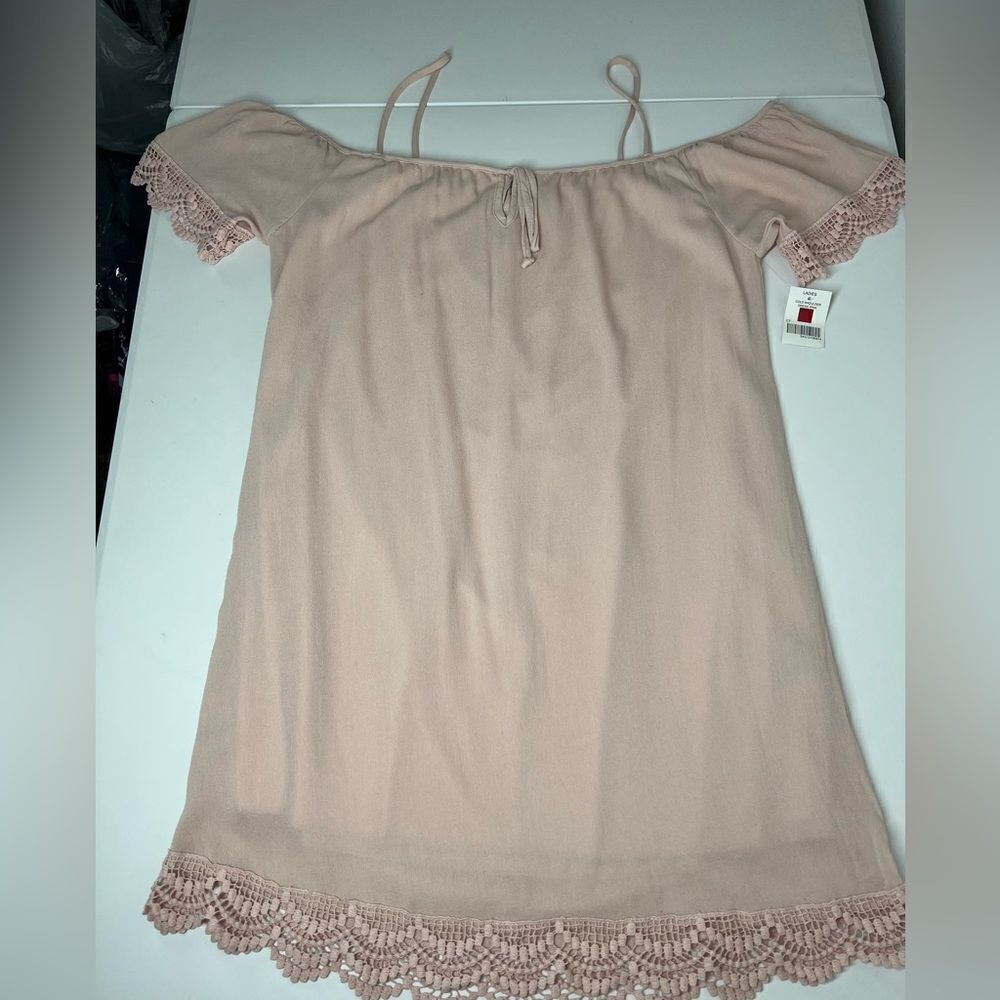Cure Pink Open Shoulder Lace on the bottom Mini Dress Size L